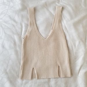 Debut Pale Yellow Knit Tank Crop Top